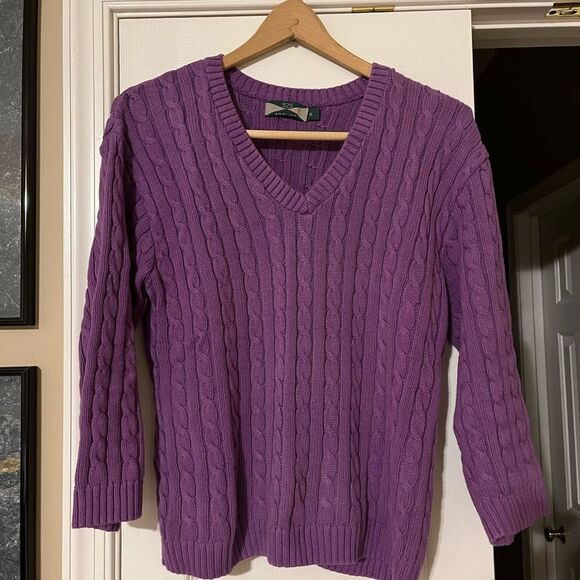 525 America Sweaters - 525 America Purple Cable Knit V-Neck Sweater sz XL EUC